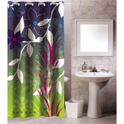 CORTINA BAÑO POLIESTER - DISEÑO HOJAS