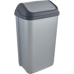 CUBO DE BASURA CON TAPA BASCULANTE, 50 L PLATEADO