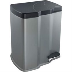 CUBO DE BASURA CON 2 COMPARTIMENTOS, 7 L + 15 L, PLATEADO