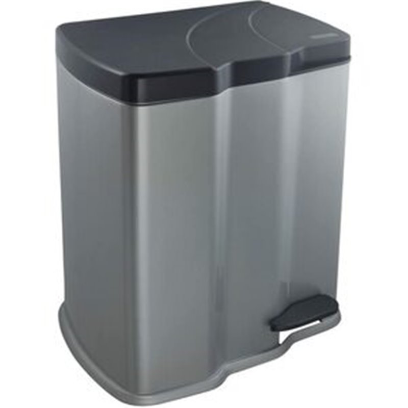 CUBO DE BASURA CON 2 COMPARTIMENTOS, 7 L + 15 L, PLATEADO