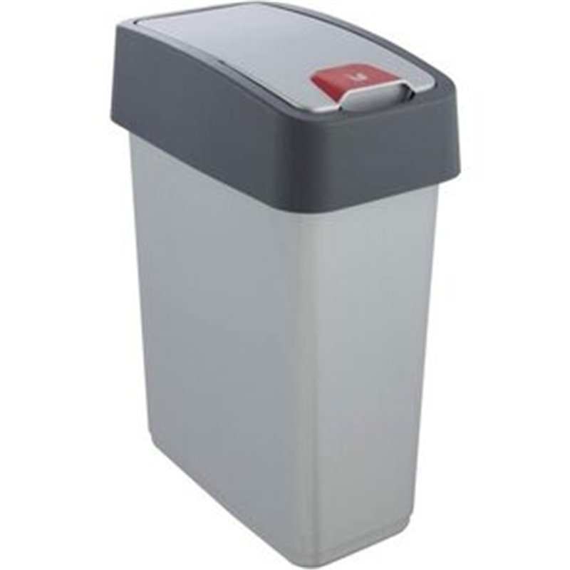 CUBO DE BASURA PREMIUM CON TAPA ABATIBLE, TACTO SUAVE, 10L, COLOR PLATEADO