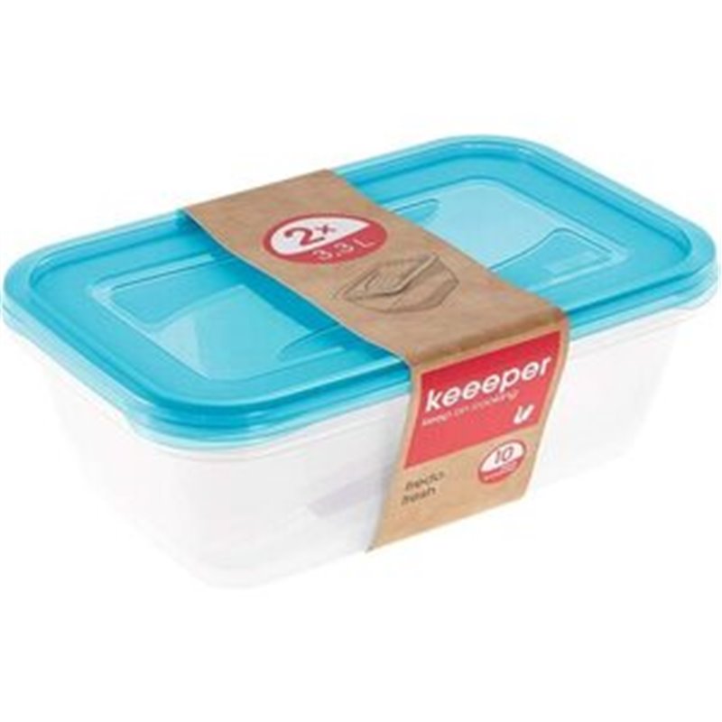 SET DE 2 FIAMBRERAS, 2 X 3,3 L, 29 X 19 X 9 CM, AZUL