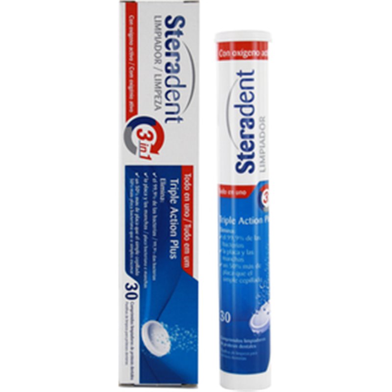 STERADENT TRIPLE ACCION PLUS LIMPIEZA PROTESIS DENTAL 30 COMPRIMIDOS