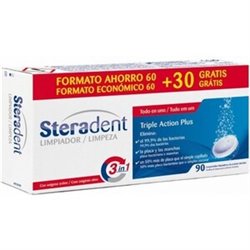 STERADENT TRIPLE ACCION PLUS LIMPIEZA PROTESIS DENTAL (60+30 COMPRIMIDOS)