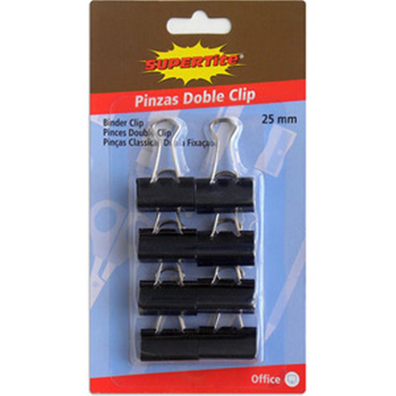 PINZAS DOBLE CLIP 25MM - 8UDS