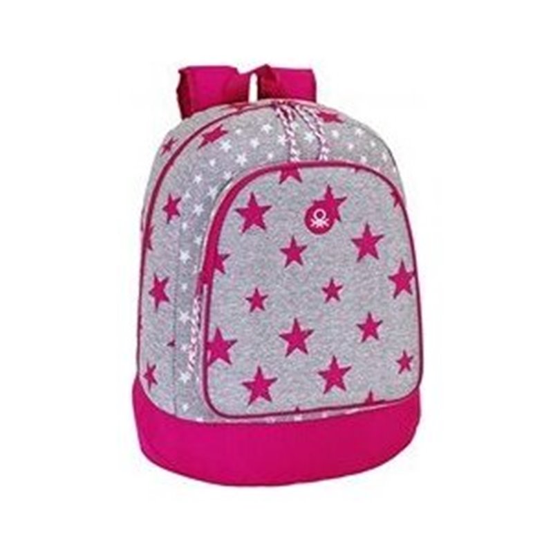 MOCHILA BENETTON GRIS FUCSIA