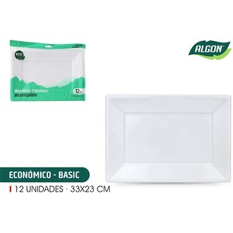 SET-12 BANDEJA RECT.PLAST.ECO.33X23 ALGON