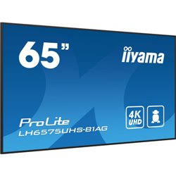 MONITOR IIYAMA 65" 3840X2160, UHD IPS PANEL,  HAZE 25%, 500CD/M², LANDSCAPE AND PORTRAIT, SIGNAL FAILOVER, SPEAKERS 2X 10W, MULT