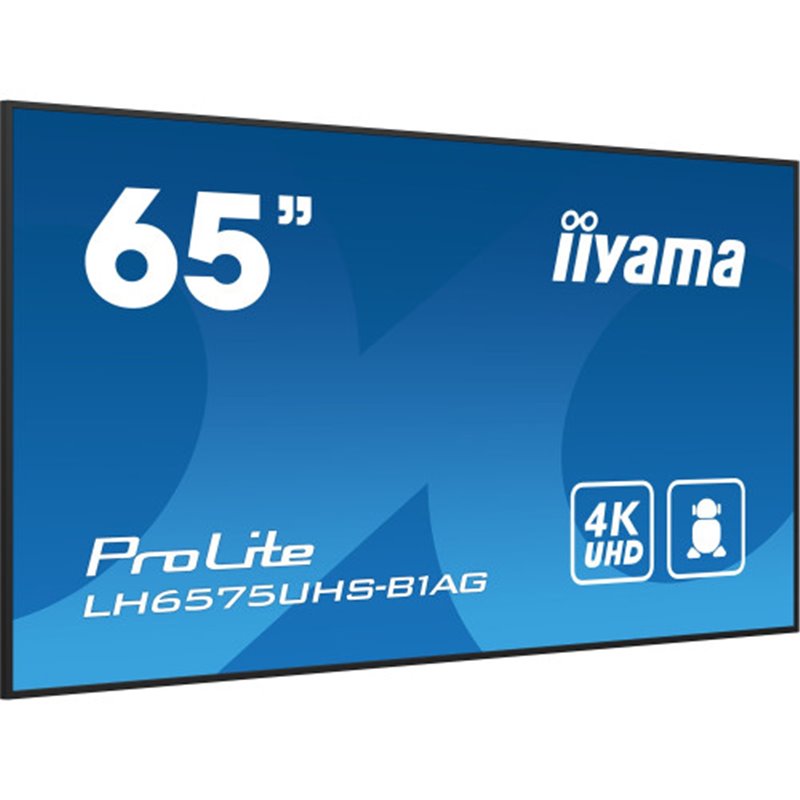 MONITOR IIYAMA 65" 3840X2160, UHD IPS PANEL,  HAZE 25%, 500CD/M², LANDSCAPE AND PORTRAIT, SIGNAL FAILOVER, SPEAKERS 2X 10W, MULT