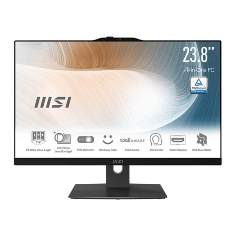 MSI AIO MODERN AM242TP 12M-802ES. 23.8" (60CM). PLANO. IPS. I7-1260P. DDR4 SDRAM 16GB(8GB*2). 512GB PCIE SSD. W11 PRO. NEGRO