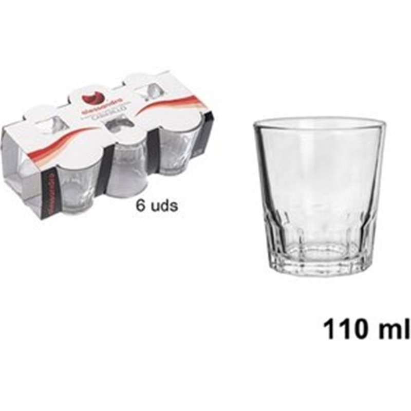 6 VASOS DE CAFE DE CRISTAL CARAJILLO 110ML