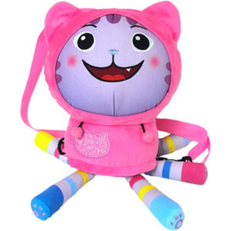 MOCHILA PELUCHE DJ CAPUCHA LA CASA DE MUÑECAS DE GABBY 38CM