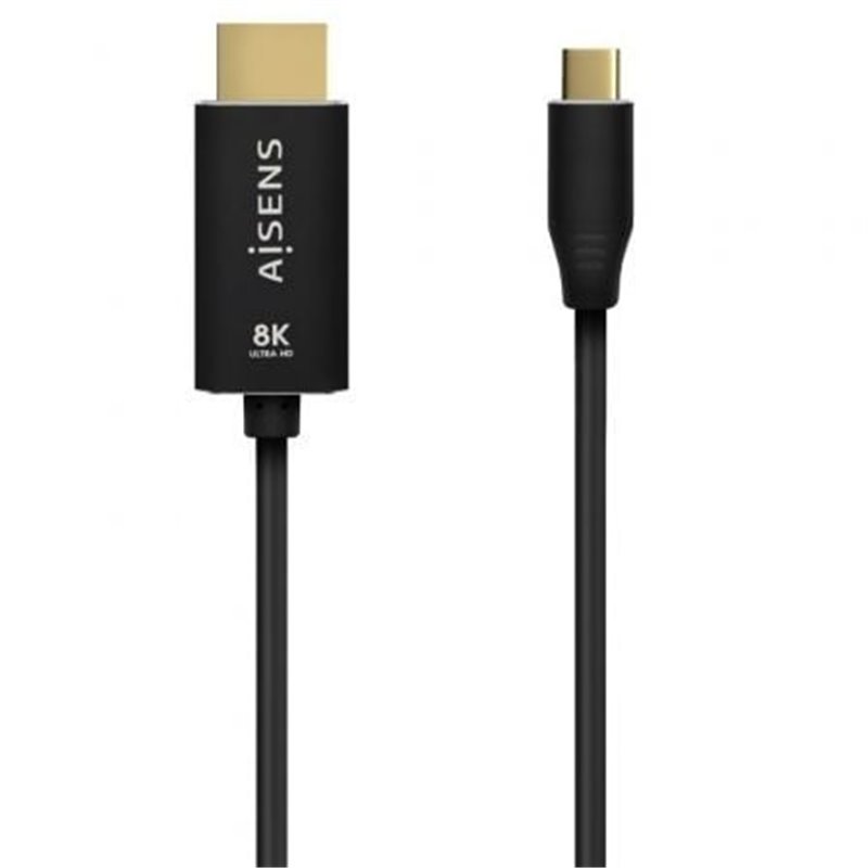 Cable Conversor Aisens A109-0711/ USB Tipo-C Macho/ HDMI 8K Macho/ Hasta 27W/ 6000Mbps/ 1m/ Negro