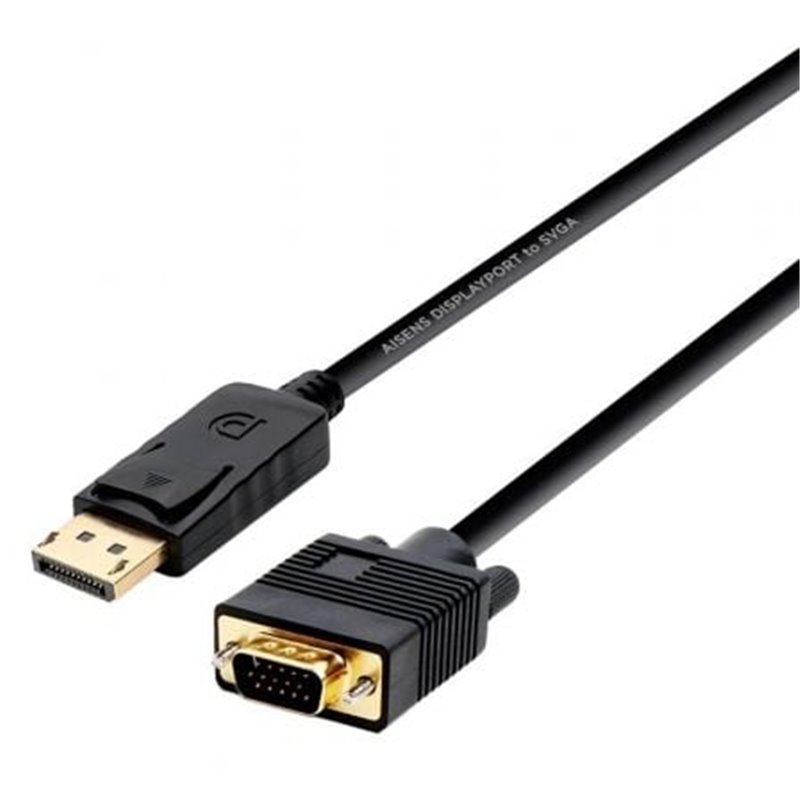 Cable Conversor Aisens A125-0365/ DisplayPort Macho - VGA Macho/ Hasta 5W/ 2300Mbps/ 2m/ Negro