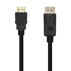 Cable Conversor Aisens A125-0459/ DisplayPort Macho - HDMI Macho/ Hasta 5W/ 2300Mbps /1m/ Negro