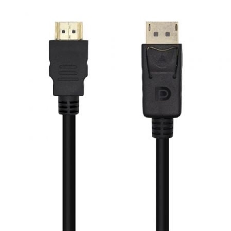 Cable Conversor Aisens A125-0459/ DisplayPort Macho - HDMI Macho/ Hasta 5W/ 2300Mbps /1m/ Negro