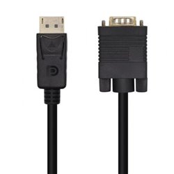 Cable Conversor Aisens A125-0462/ DisplayPort Macho - VGA Macho/ Hasta 5W/ 2300Mbps/ 3m/ Negro