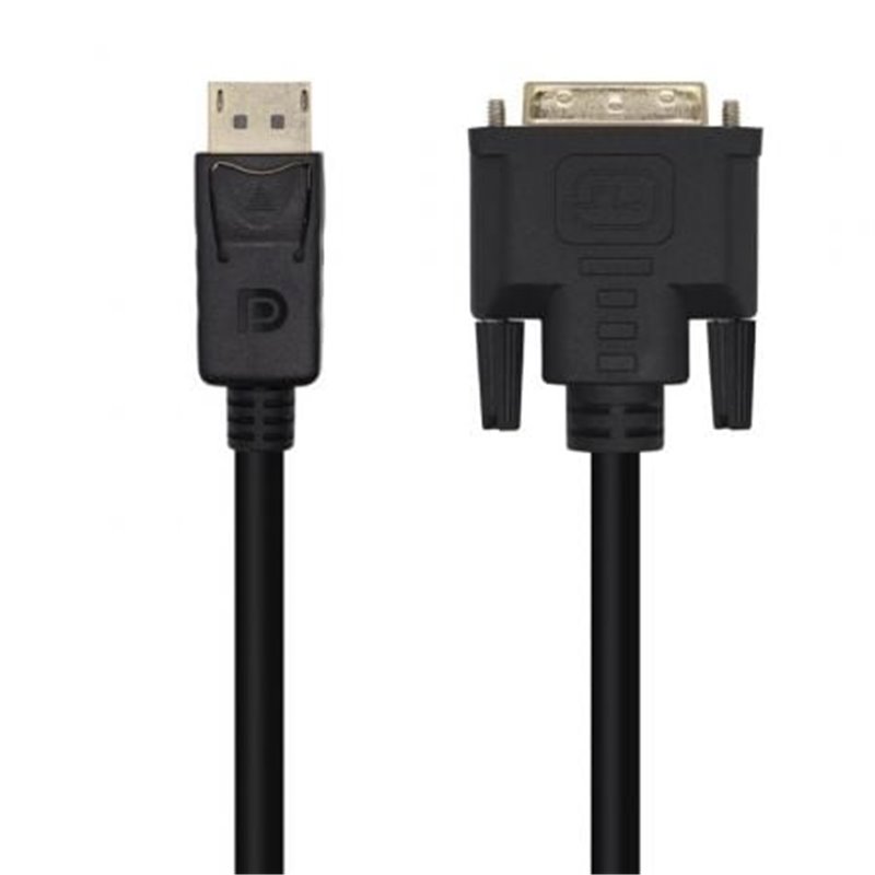 Cable Conversor Aisens A125-0463/ Displayport Macho - DVI Macho/ Hasta 5W/ 2300Mbps/ 3m/ Negro