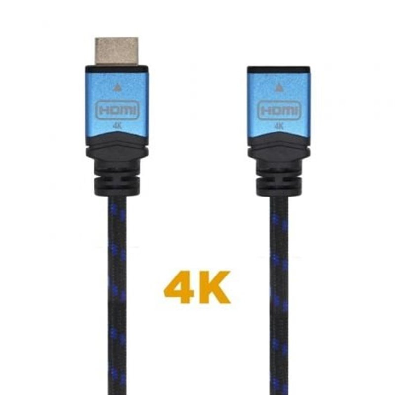 Cable Alargador HDMI Aisens A120-0452/ HDMI Macho - HDMI Hembra/ 1m/ Negro/ Azul