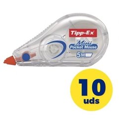 Caja de Correctores de Escritura en Cinta Bic Tipp-Ex Mini Pocket Mouse/ 5mm x 5m/ 10 unidades