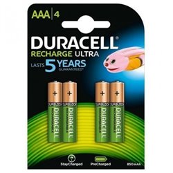 Pack de 4 Pilas AAA Duracell HR03-A/ 1.2V/ Recargables