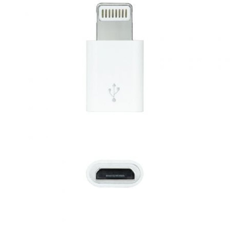 Adaptador Micro USB 2.0 Lightning Nanocable 10.10.4100/ Micro USB Hembra - Lightning Macho/ Blanco