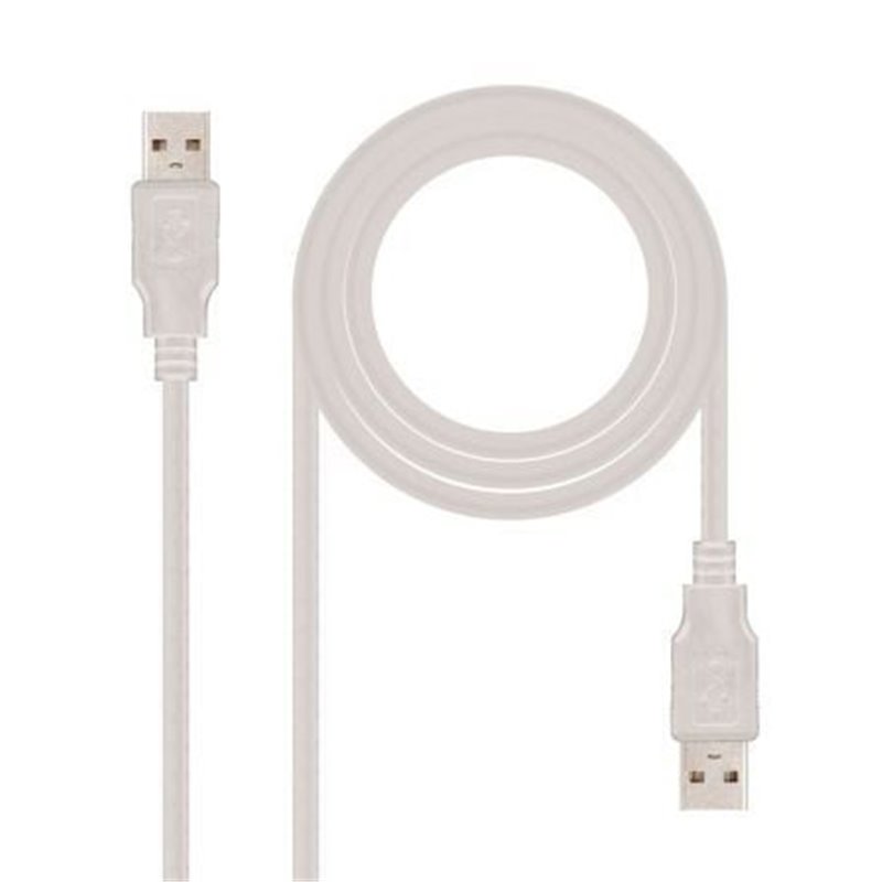 Cable USB 2.0 Nanocable 10.01.0302/ USB Macho - USB Macho/ 1m/ Beige