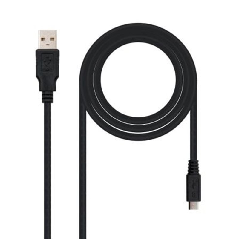 Cable USB 2.0 Nanocable 10.01.0500/ USB Macho - MicroUSB Macho/ 80cm/ Negro