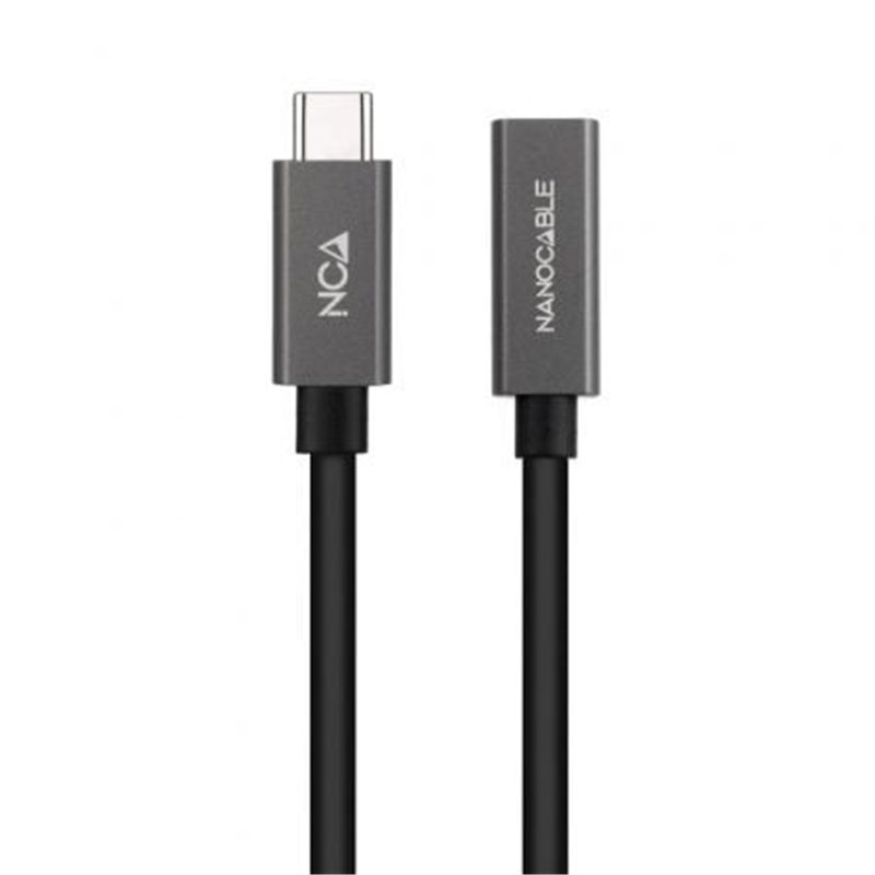 Cable Alargador USB 3.2 Nanocable 10.01.4400/ USB Tipo-C Macho - USB Tipo-C Hembra/ 50cm/ Negro