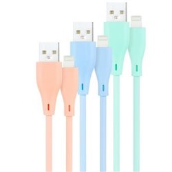 Cables USB 2.0 Lightning Nanocable 10.10.0401-A1/ USB Macho - Lightning Macho/ 1m/ 3 Unidades/ Rosa, Azul y Verde