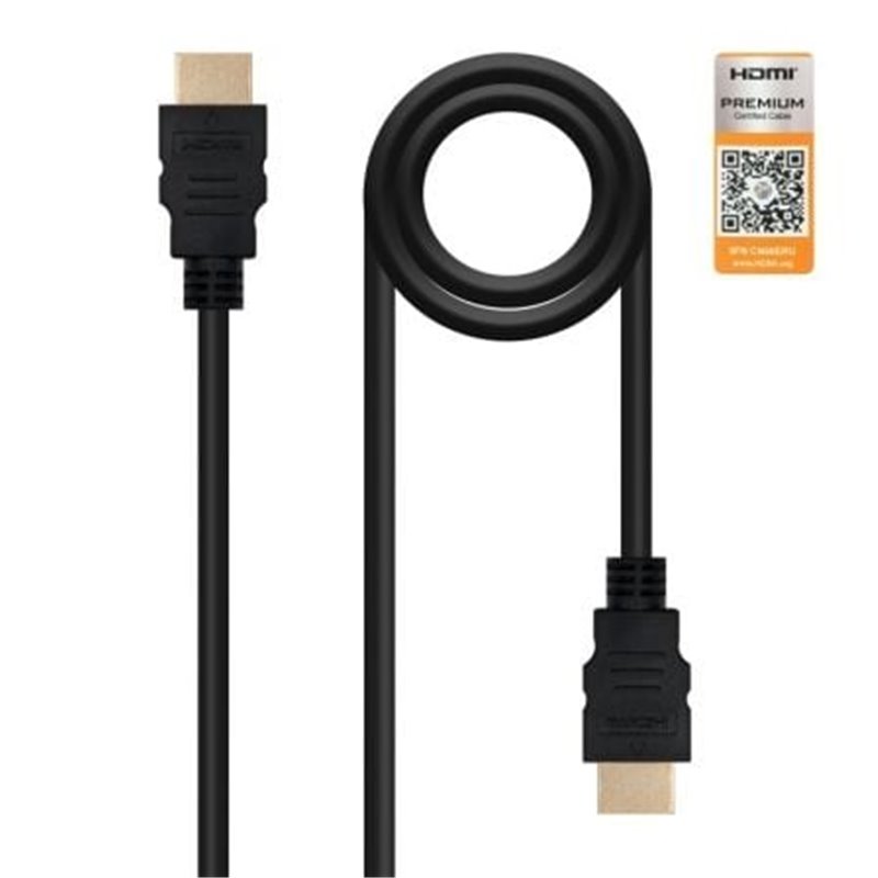 Cable HDMI 2.0 4K Nanocable 10.15.3600/ HDMI Macho - HDMI Macho/ 50cm/ Certificado/ Negro