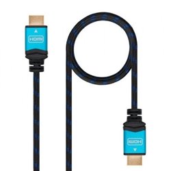 Cable HDMI 2.0 4K Nanocable 10.15.3700/ HDMI Macho - HDMI Macho/ 0.5m/ Negro/ Azul