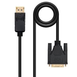 Cable Conversor Nanocable 10.15.4502/ Displayport Macho - DVI Macho/ 2m/ Negro