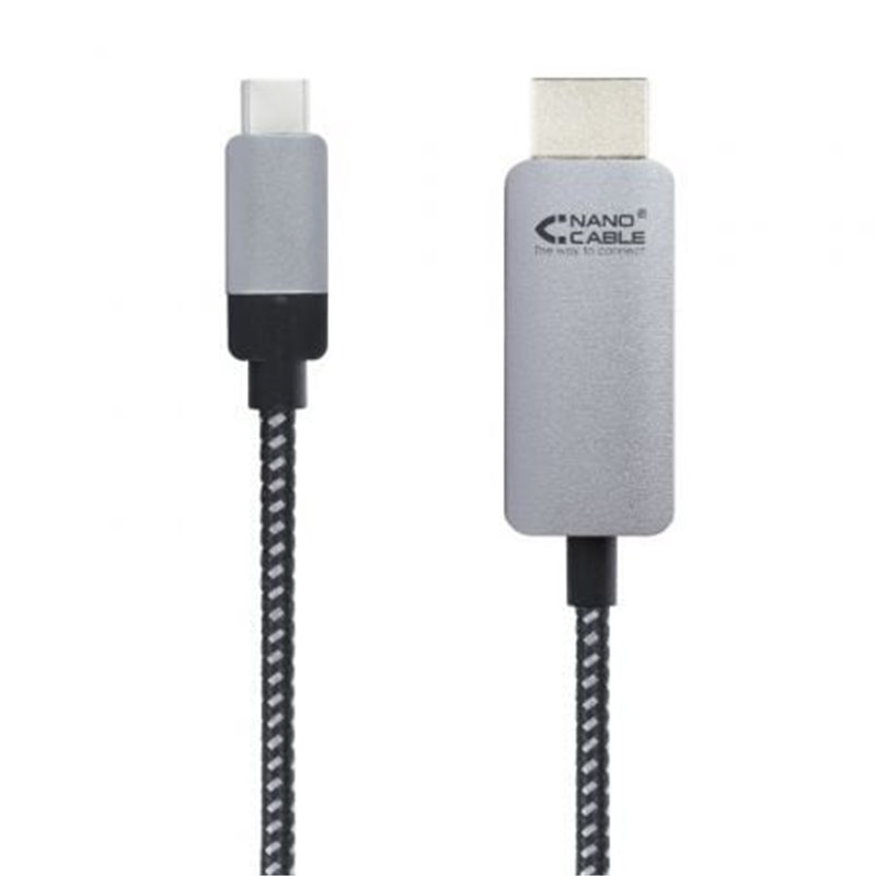 Cable Conversor Nanocable 10.15.5102/ USB Tipo-C Macho - HDMI Macho/ 1.8m/ Negro