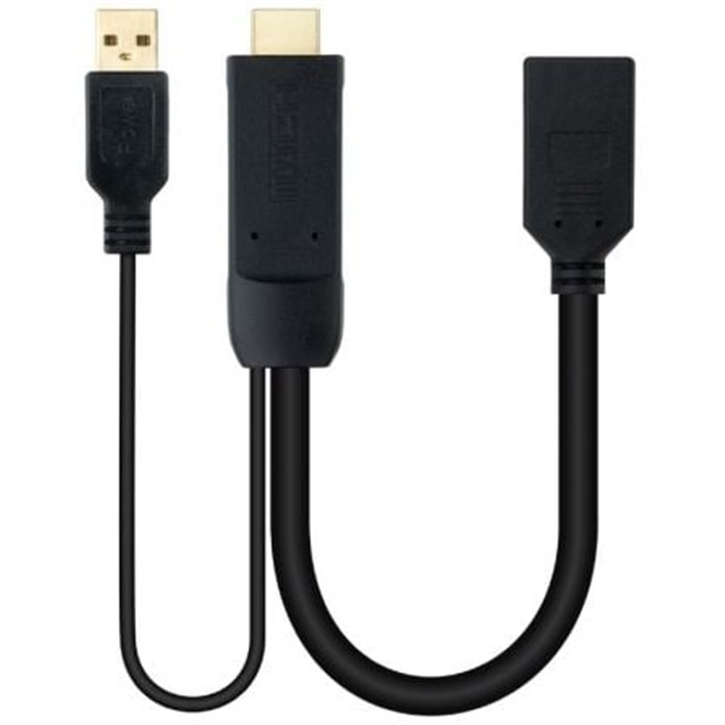 Cable Conversor Nanocable 10.16.0205/ HDMI Macho - DisplayPort Hembra/ 20cm/ Negro