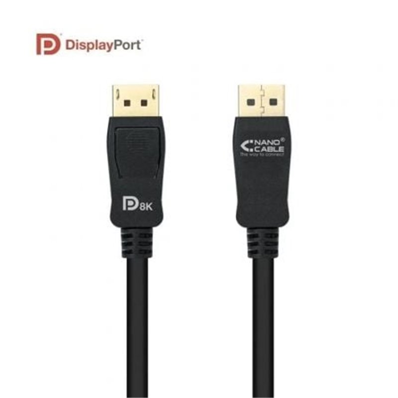 Cable DisplayPort 1.4 8K Nanocable 10.15.2500/ DisplayPort Macho - DisplayPort Macho/ 50cm/ Certificado/ Negro