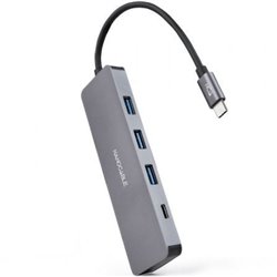 Hub USB Tipo-C Nanocable 10.16.4409/ 3xUSB/ 1xUSB Tipo-C/ Gris