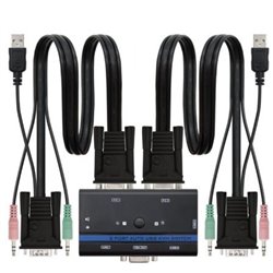 KVM Switch Nanocable 10.12.0001/ PC - CPU: 2 VGA + 2 USB + 4 JACK 3.5 / CONSOLA: 2 USB + VGA + 2 JACK 2.5/ 1.4m