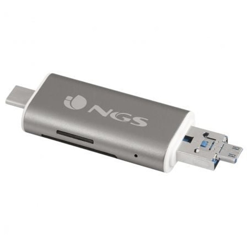 Lector de Tarjetas Externo NGS ALLY READER/ USB 2.0/ USB Tipo-C / Micro USB