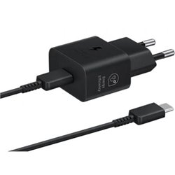 Cargador de Pared Samsung EP-T2510XBEGEU/ 1xUSB Tipo-C + Cable USB Tipo-C/ 25W