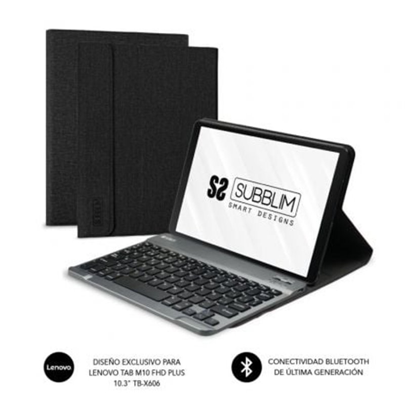 Funda con Teclado Subblim KeyTab Pro BT para Tablet Lenovo Tab M10 FHD Plus de 10.3"/ Negra