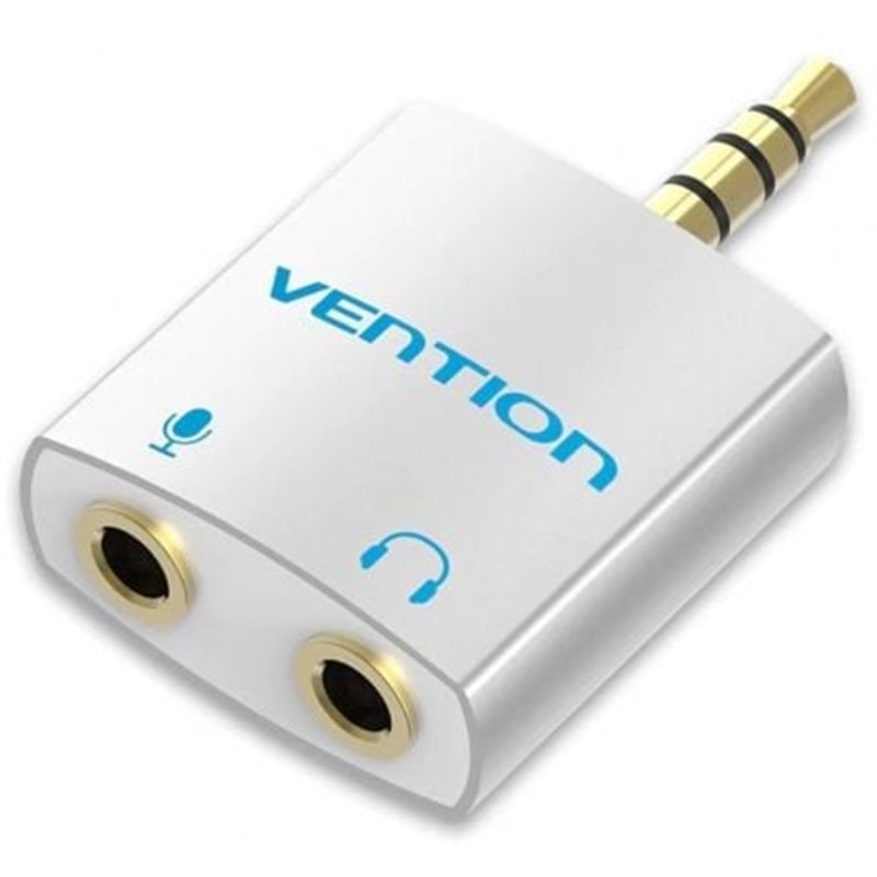 Adaptador Audio Vention BDBW0/ Jack 3.5 Macho - 2x Jack 3.5 Hembra/ Blanco