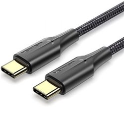 Cable USB 2.0 Tipo-C 3A Vention TAUBI/ USB Tipo-C Macho - USB Tipo-C Macho/ Hasta 60W/ 480Mbps/ 3m/ Negro