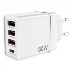 Cargador de Pared Verbatim CHR-30EU2/ 1xUSB Tipo-C/ 3xUSB/ 30W