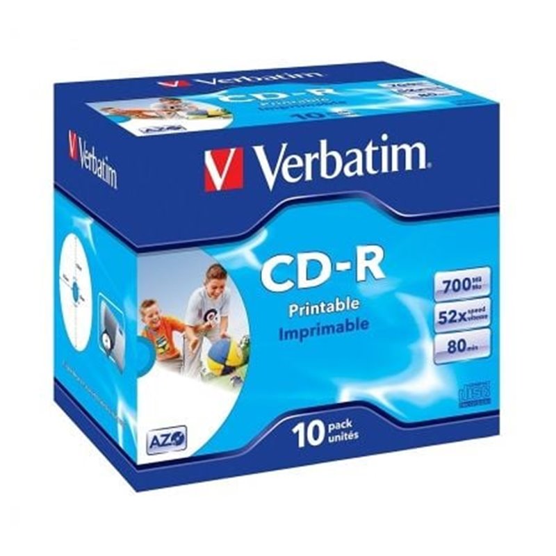 CD-R Verbatim AZO Imprimible 52X/ Caja-10uds