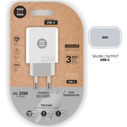 Cargador de Pared Tech One Tech TEC2260/ 1xUSB Tipo-C/ 20W