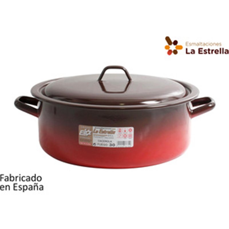 CACEROLA ESMALTADA C/TAPA 30CM - 8L FUEGO