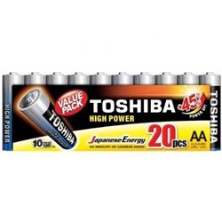 Pack de 20 Pilas AA Toshiba High Power LR6/ 1.5V/ Alcalinas