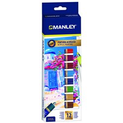 ESTUCHE PINTURA ACRILICA 12 X 12ML MANLEY MDV00012