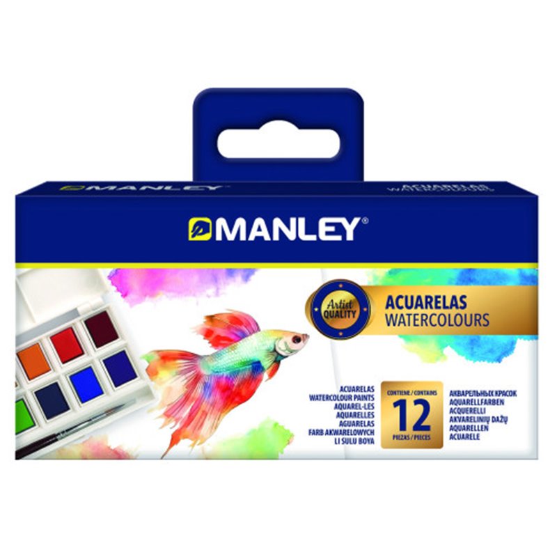 ESTUCHE ACUARELA 12 COLORES MANLEY MAQ00012